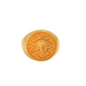 Versace Gold Color Metal Medusa Head Statement Ring Sz 19